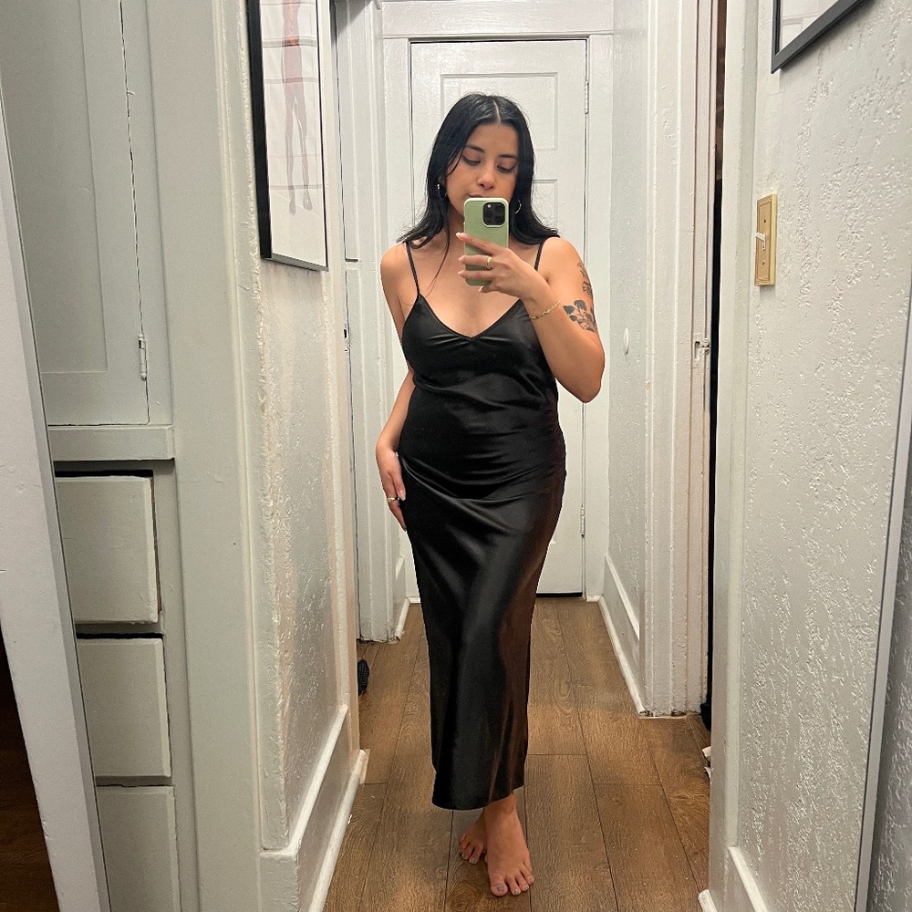 Black Satin Slip Dress